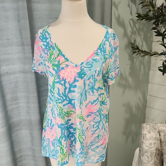 Lilly Pulitzer Etta V Neck Top - Picture 1 of 3